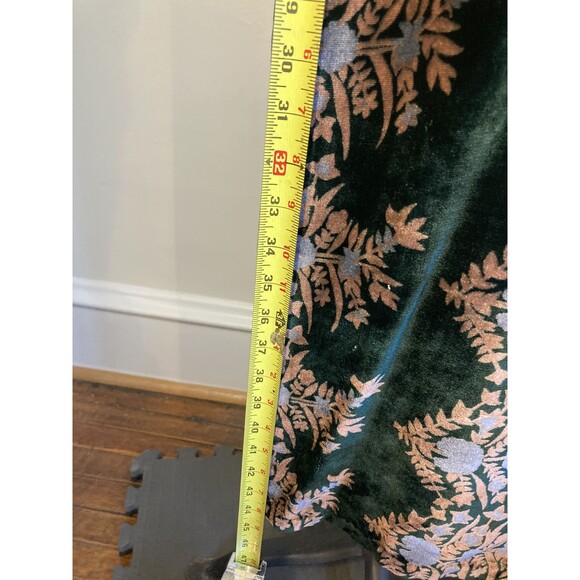 Vintage 1930s silk velvet forest green floral floor length dress gown - Picture 7 of 11